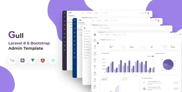 Gull – Bootstrap 4 HTML 和 Laravel 后台管理仪表板模板